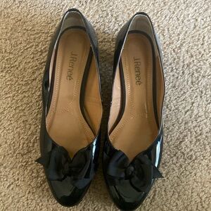 Black Patent Leather Dress Shoes with bow ties- low heel
